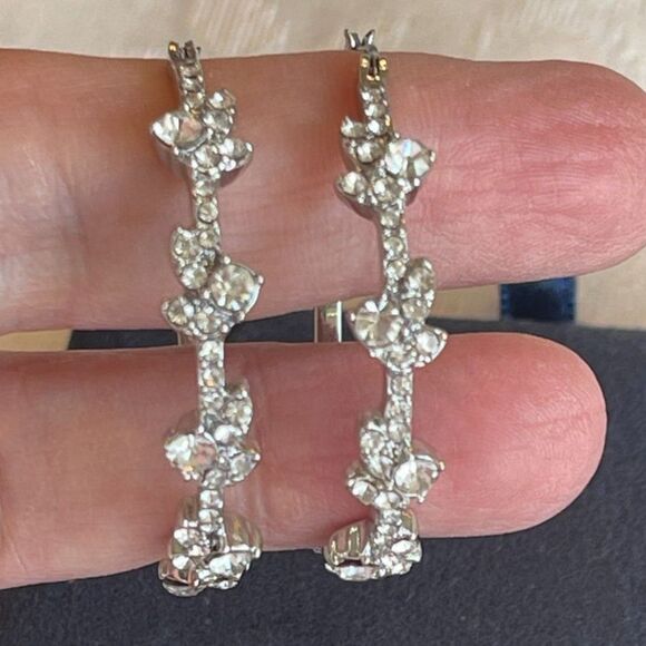 GIVENCHY Stamped Silver Tone Floral Hoop Earrings - Picture 1 of 11